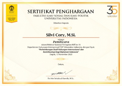 Sertifikat Pembicara Webinar Ui Silvi Cory Document Repository